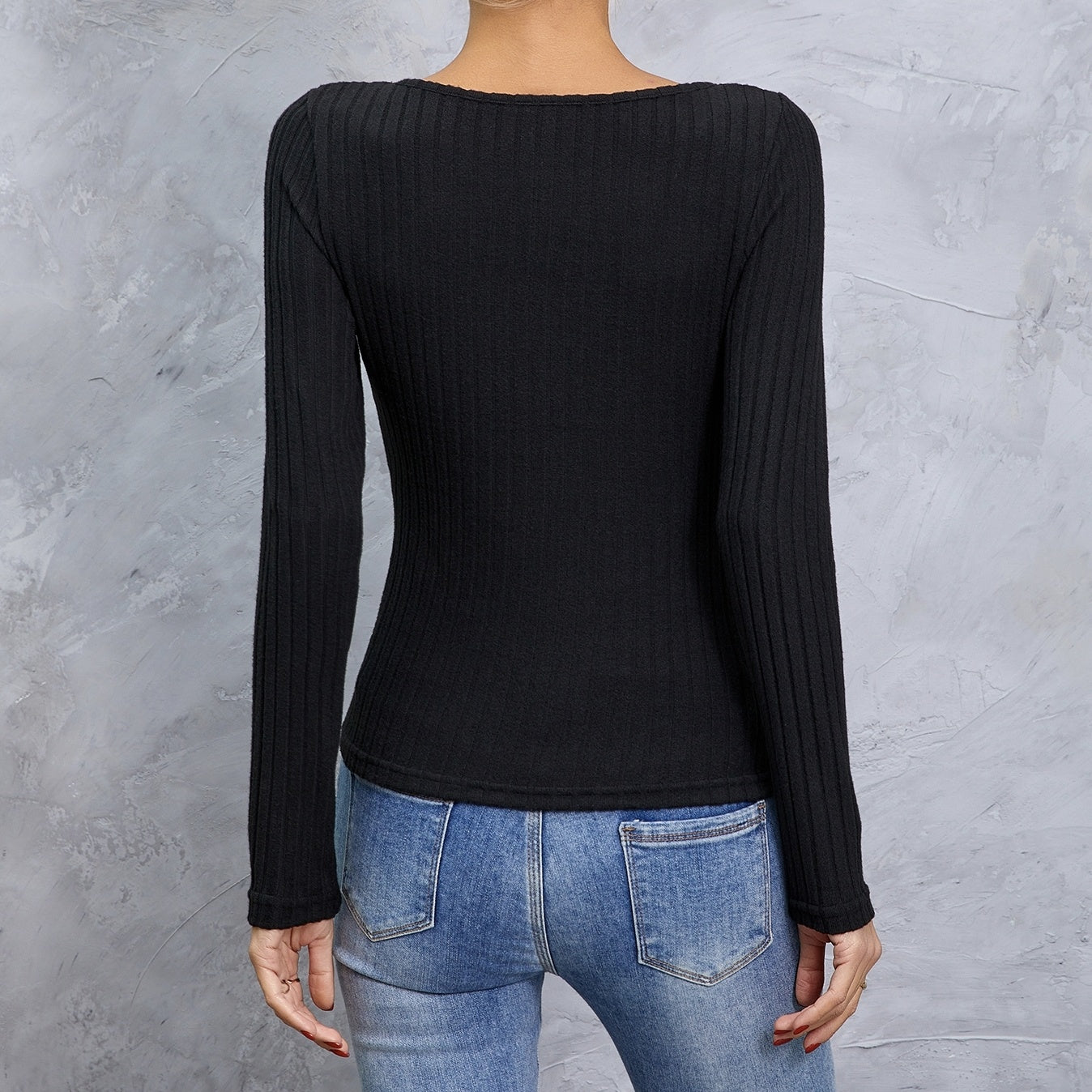 T-shirt slim à manches longues et col croisé