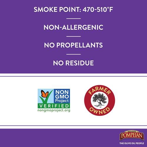 Vaporisateur d'huile d'avocat 100% Pompeian, Saveur légèrement noisettée, Idéal pour la cuisson à haute température, les rôtis et les sautés, Naturellement sans gluten, Non allergène, Sans OGM, Sans propulseur, 5 fl. oz. - P