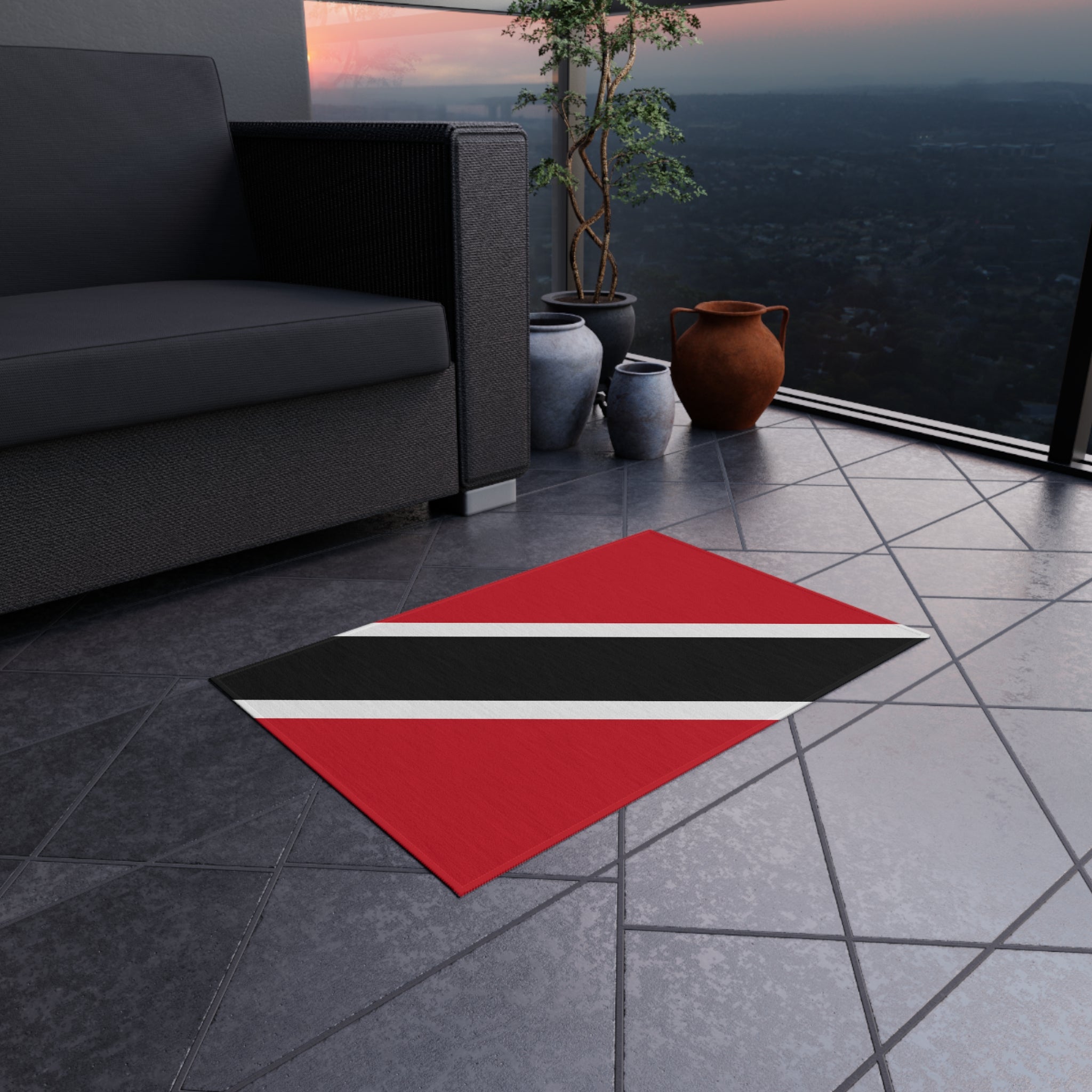 Tapis de porte extérieur antidérapant avec le drapeau de Trinité-et-Tobago | Chaguanas | San Fernando | 24"x36"