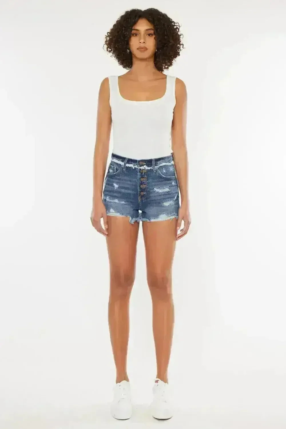 Shorts en jean Kancan déchirés à braguette boutonnée