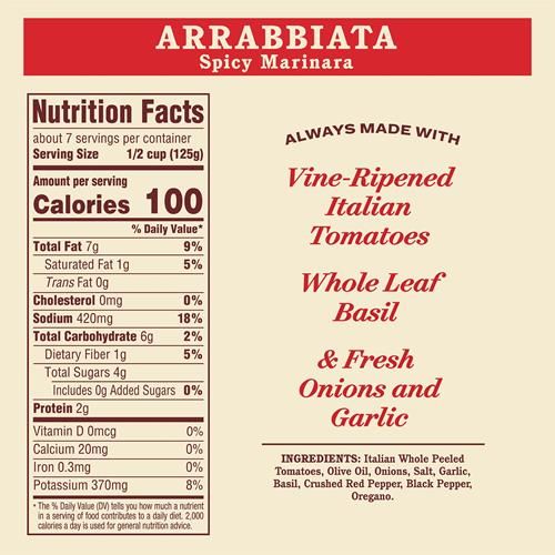 Sauce Arrabbiata Maison Rao's, 907 g, Sauce Tomate, Tout Usage, Sauce Pâtes Compatible Keto, Tomates de Qualité Supérieure d'Italie & Flocons de Piment Rouge