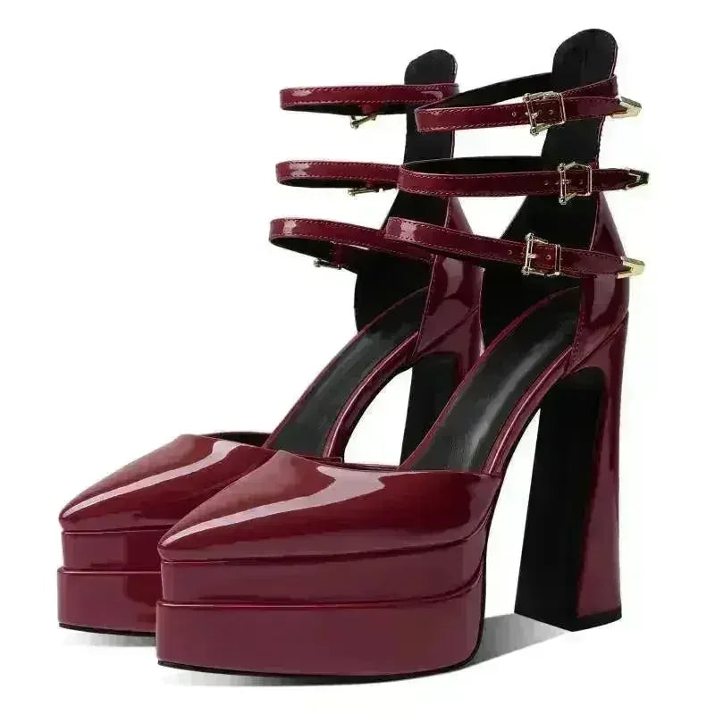 Sandales évidées à talon aiguille et bout pointu - Escarpins à plateforme de 14,5 cm | Femstylo