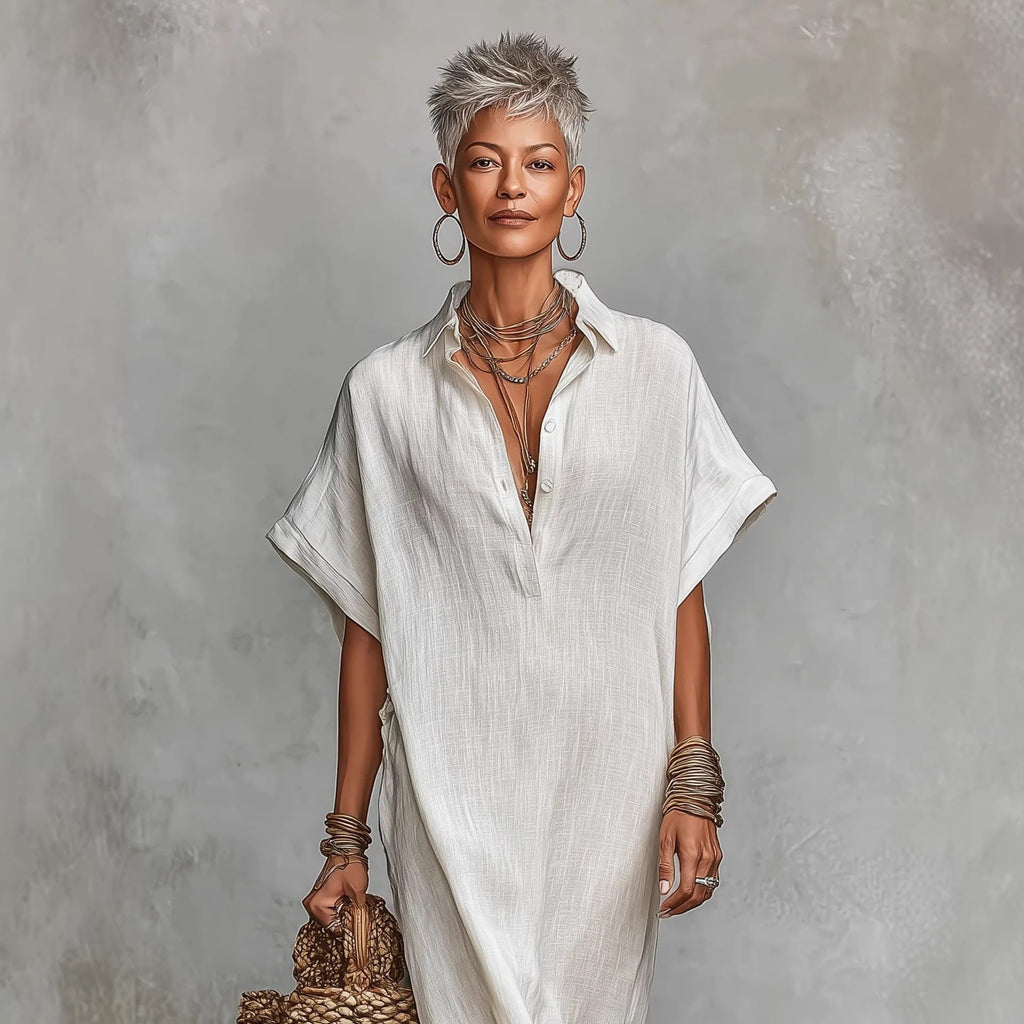 Robe ample à manches chauve-souris longues pour femme