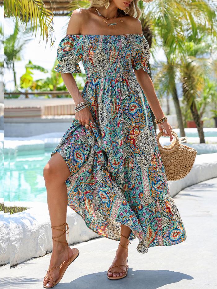Robe longue asymétrique à imprimé cachemire pour femme