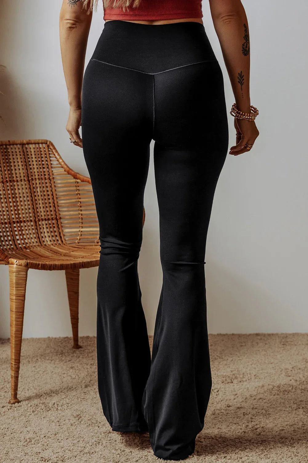 Legging taille haute évasé gris foncé en V