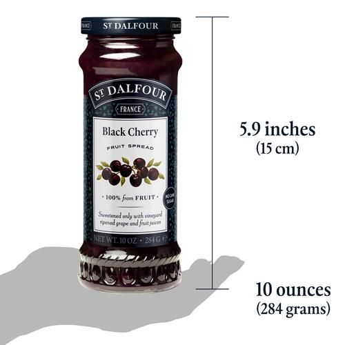 Confiture de cerises noires St. Dalfour - 280g - 100% fruits, sans ingrédients artificiels, sans OGM, sans sucres de canne, entièrement naturelle, fabriquée en France