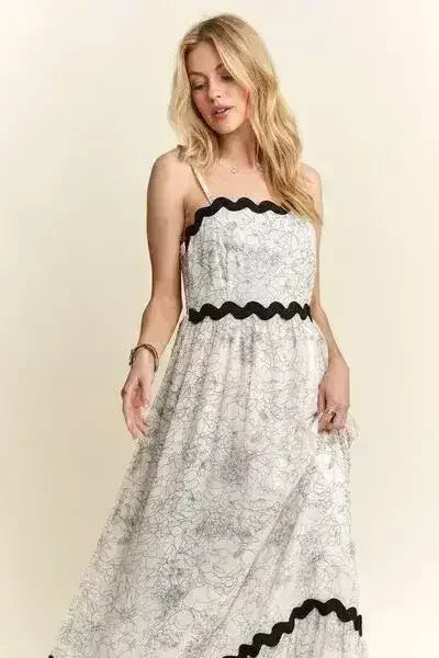 Robe longue camisole fleurie - Robe d'été à bretelles réglables | Femstylo