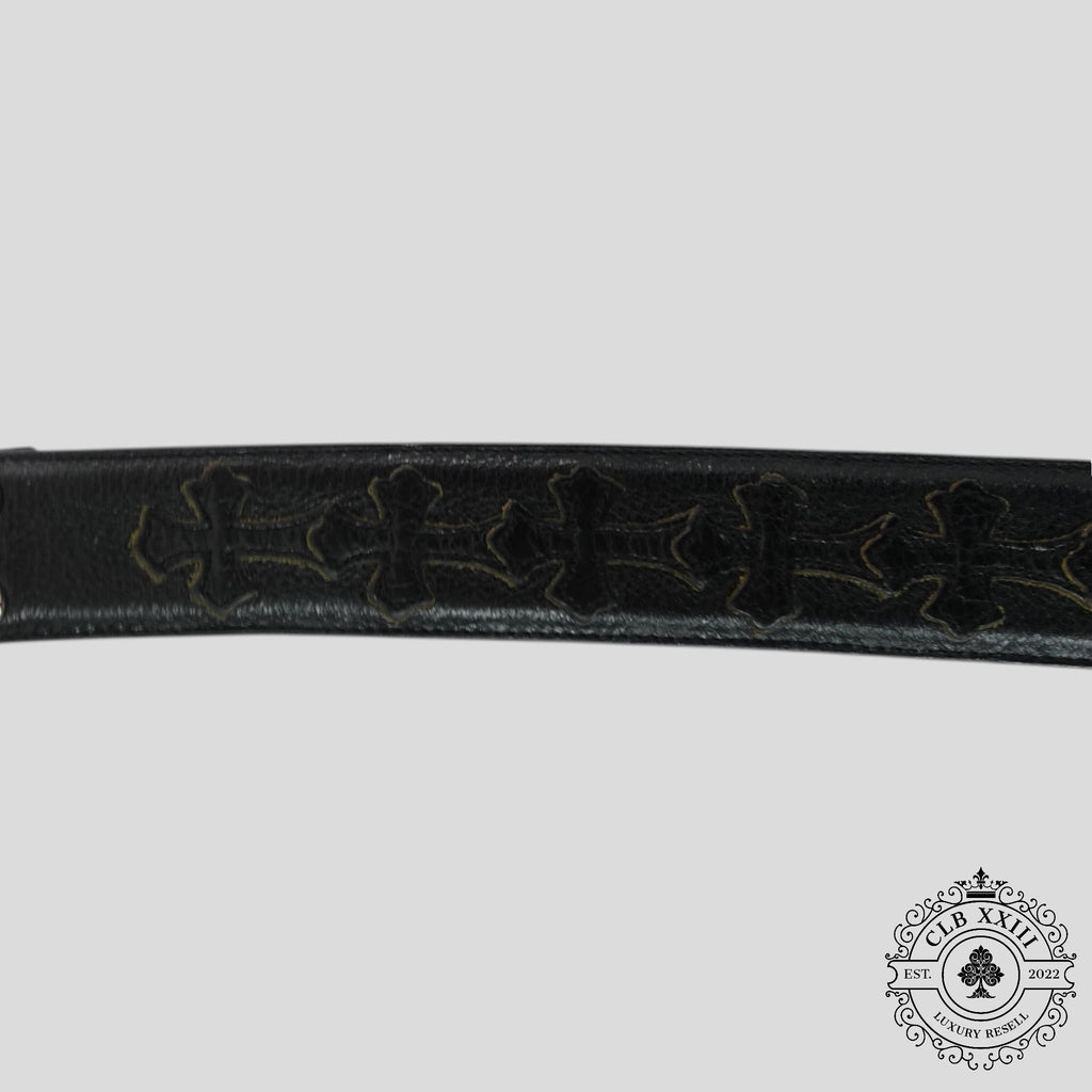 Ceinture Chrome Hearts en cuir à croix plaquées