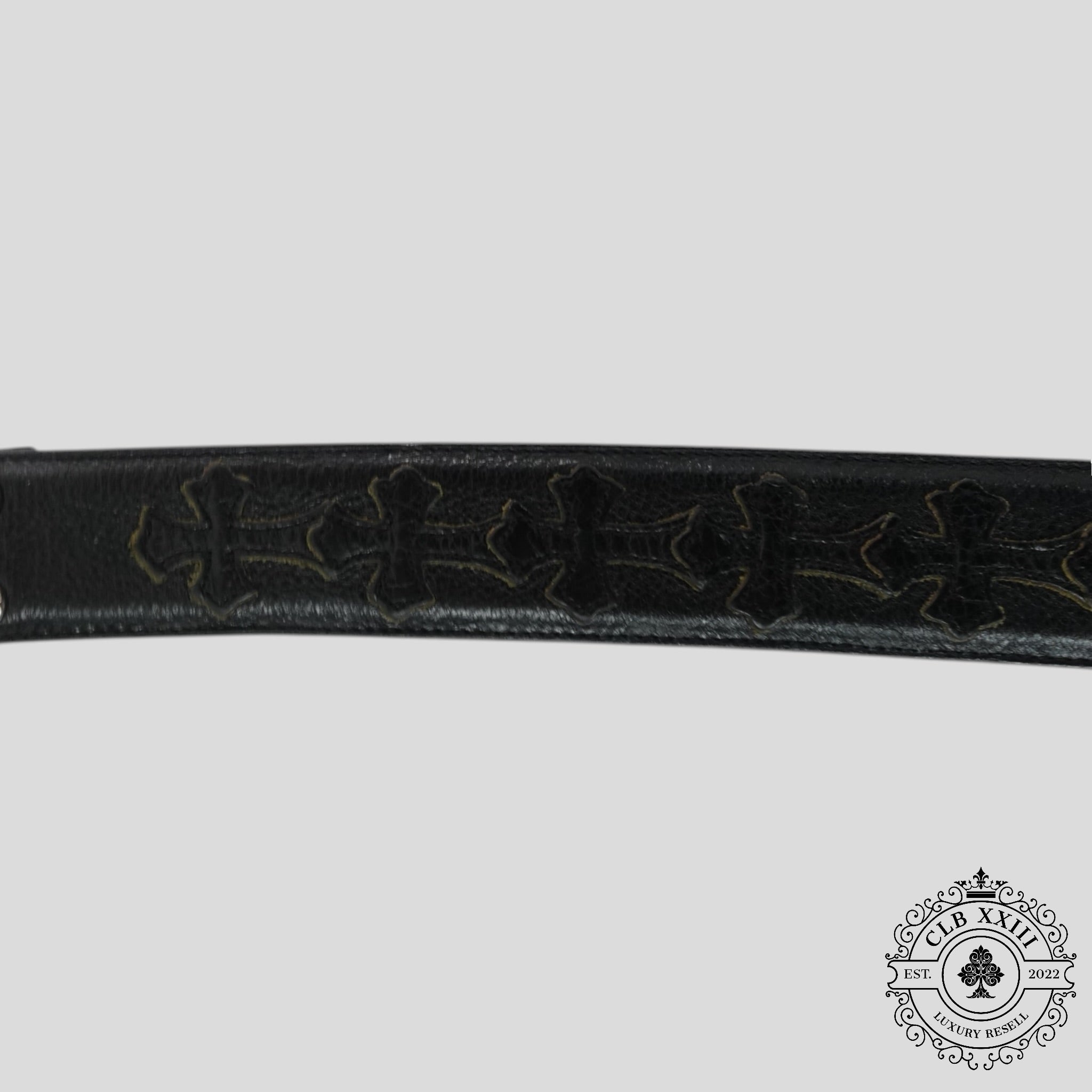 Ceinture Chrome Hearts en cuir à croix plaquées