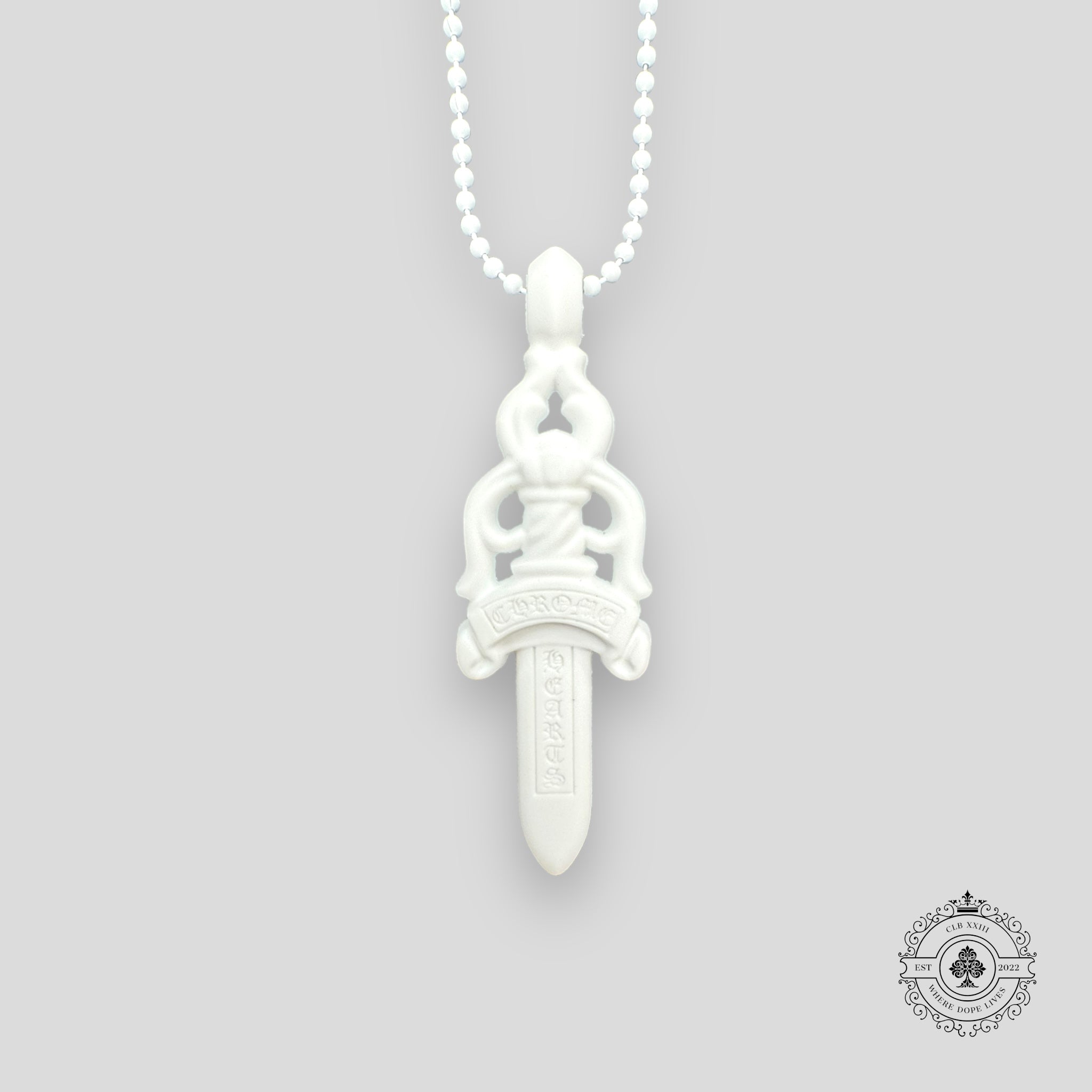 Collier Chrome Hearts Dagger en silicone blanc