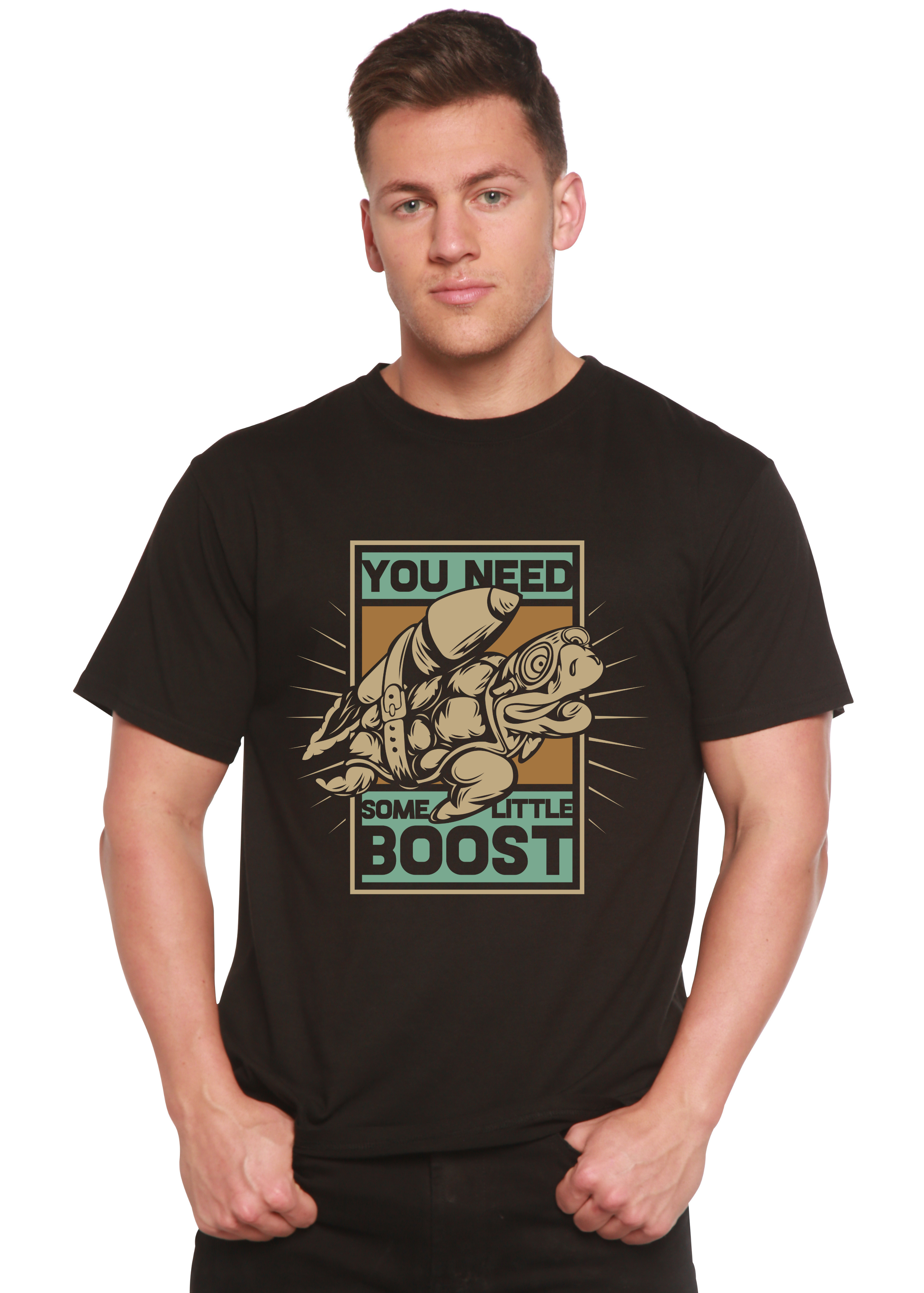 T-shirt graphique homme à manches courtes en viscose de bambou/coton biologique You Need Boost
