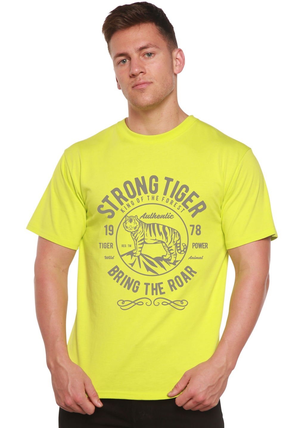 T-shirt à manches courtes et motif graphique Strong Tiger Spun Bamboo® en viscose de bambou/coton biologique pour homme