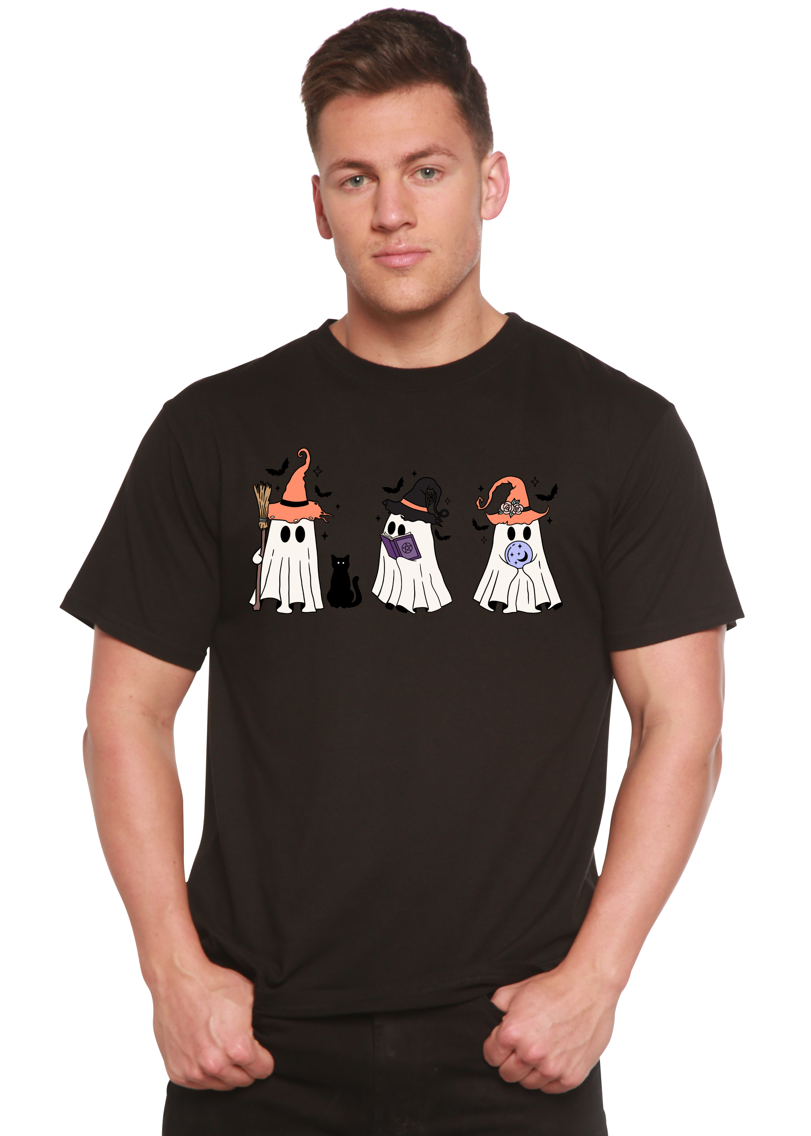 T-shirt graphique à manches courtes Halloween Boo pour homme en bambou viscose/coton biologique