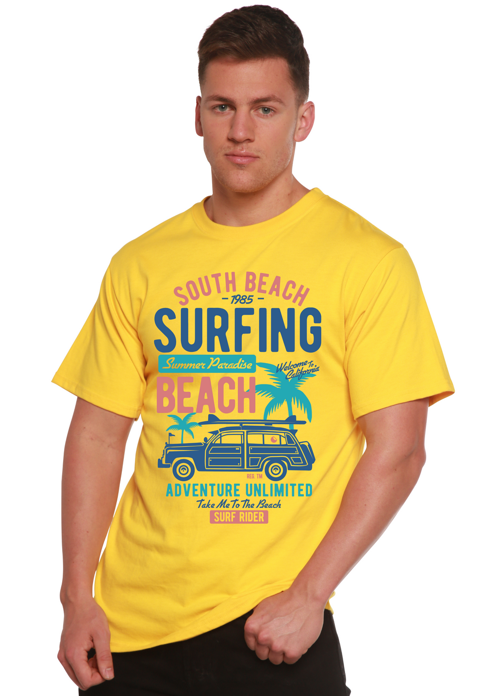 T-shirt graphique South Beach en bambou filé® pour homme en viscose de bambou/coton biologique à manches courtes