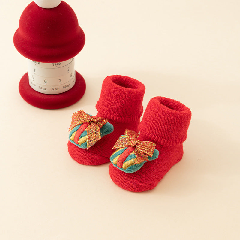 Chaussettes Bébé Noël Nouveau-né Pour Garçons/Filles Chaussettes de Sol de Noël Antidérapantes Chaussettes Premiers Pas Pour Bébé Enfants