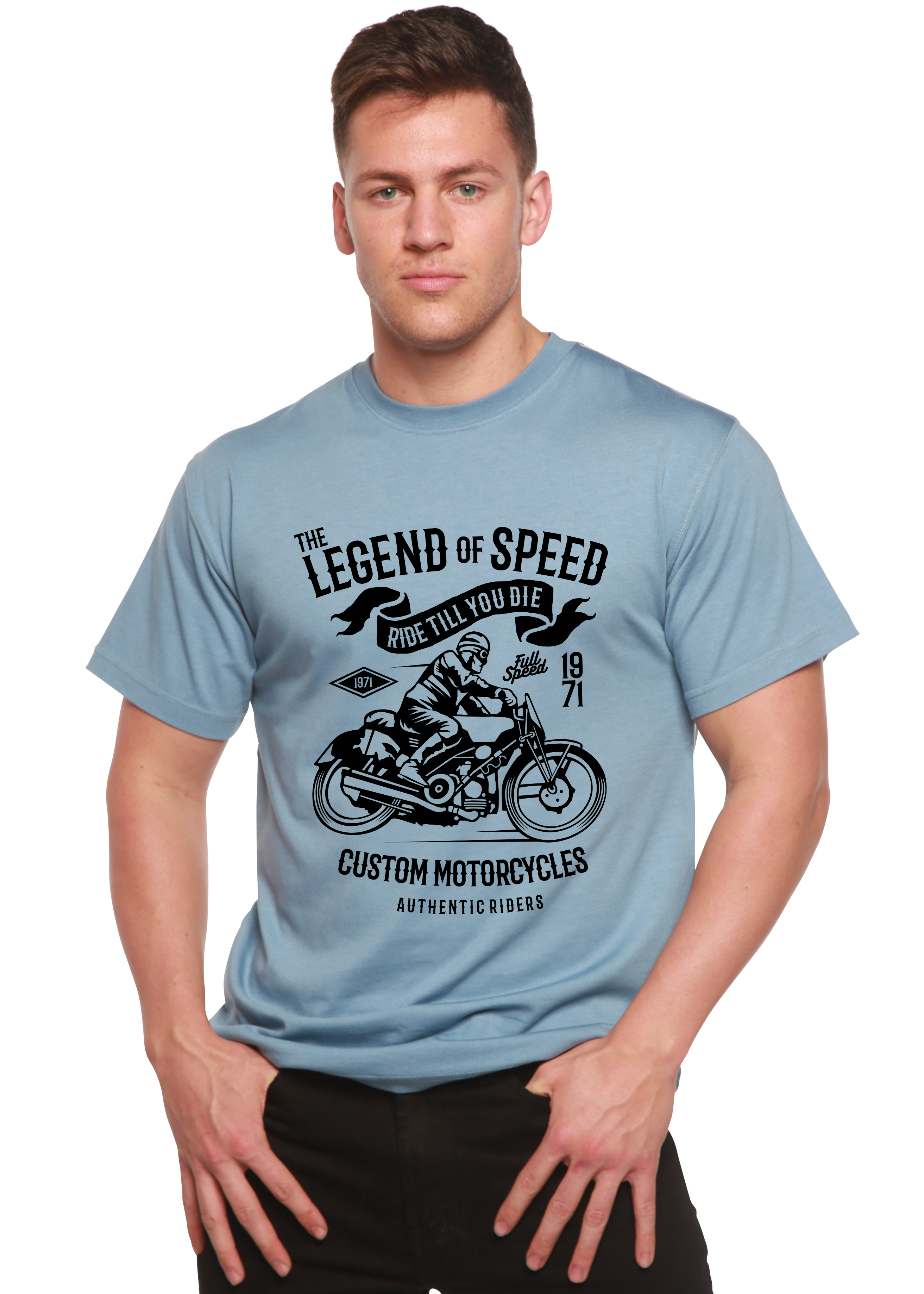 T-shirt graphique à manches courtes en viscose de bambou et coton biologique The Legend of Speed Spun Bamboo® pour hommes