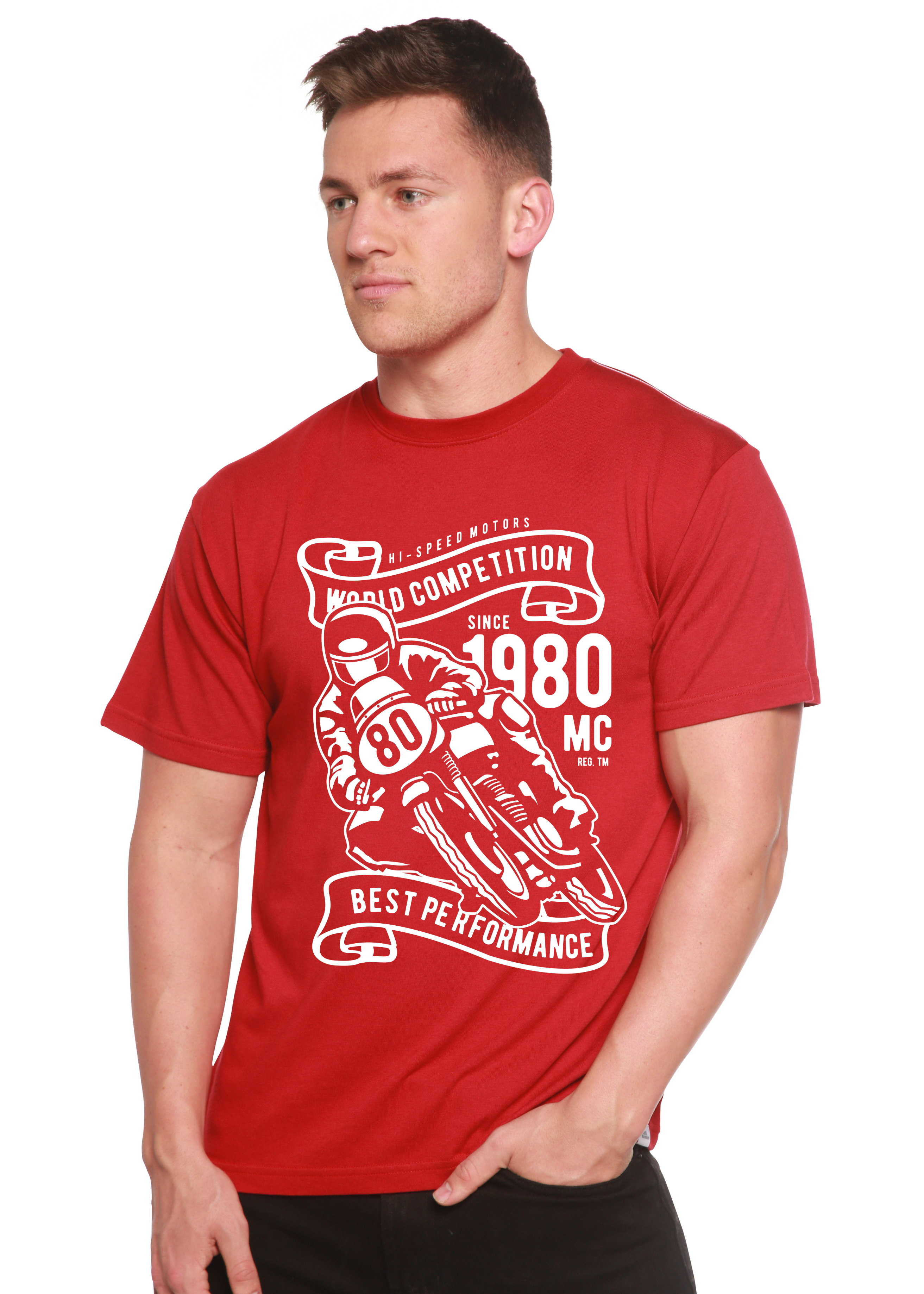 T-shirt graphique à manches courtes en bambou viscose/coton biologique pour homme - Compétition mondiale