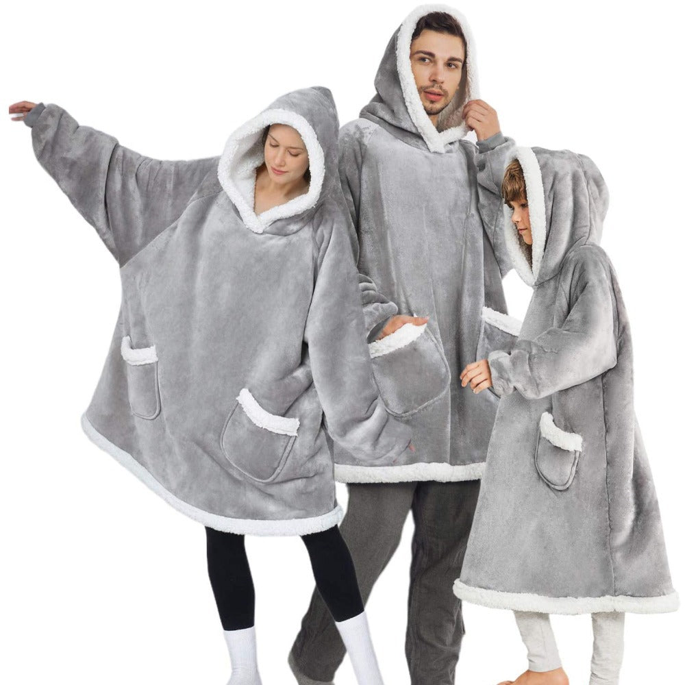 Couverture polaire à capuche surdimensionnée moderne avec manches, sweat-shirt polaire à capuche pour femme avec poche, couverture polaire chaude et douillette pour femme, taille unique pour homme et femme