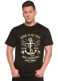 T-shirt graphique à manches courtes en bambou-viscose/coton biologique « Born To Be Free » pour homme