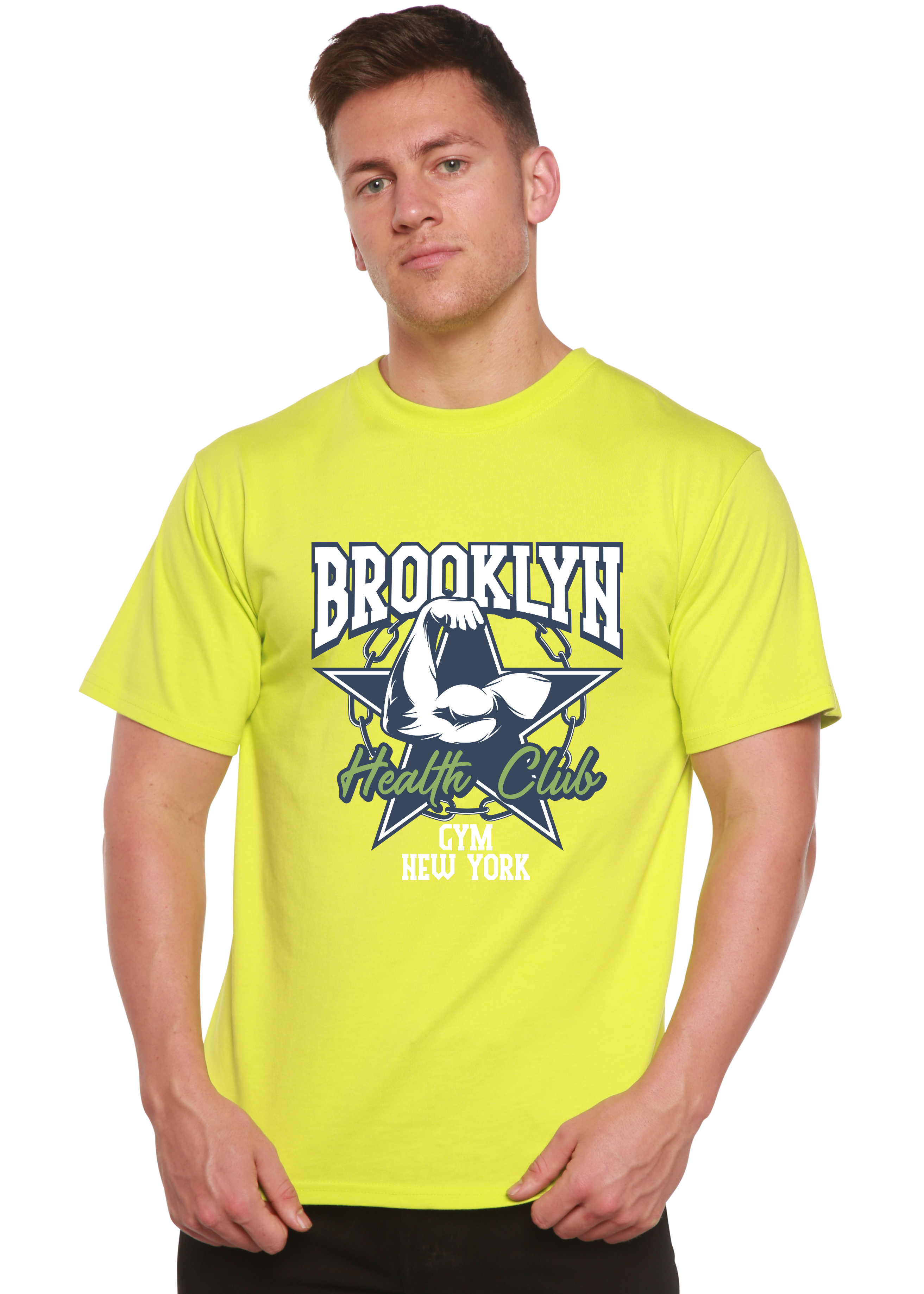 T-shirt graphique à manches courtes en viscose de bambou/coton biologique pour homme Brooklyn Health Club