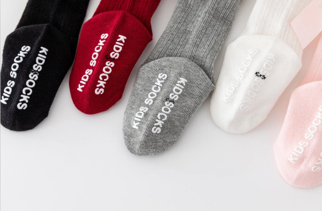 Nouvelles chaussettes extensibles pour enfants, tout-petons, filles, avec grand nœud, hauteur genou, longues, en coton doux, en dentelle, confortables, colorées