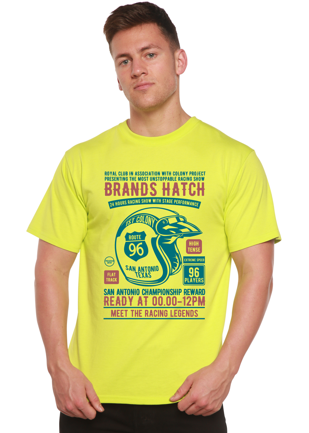 T-shirt graphique à manches courtes pour homme Brands Hatch en viscose de bambou/coton biologique