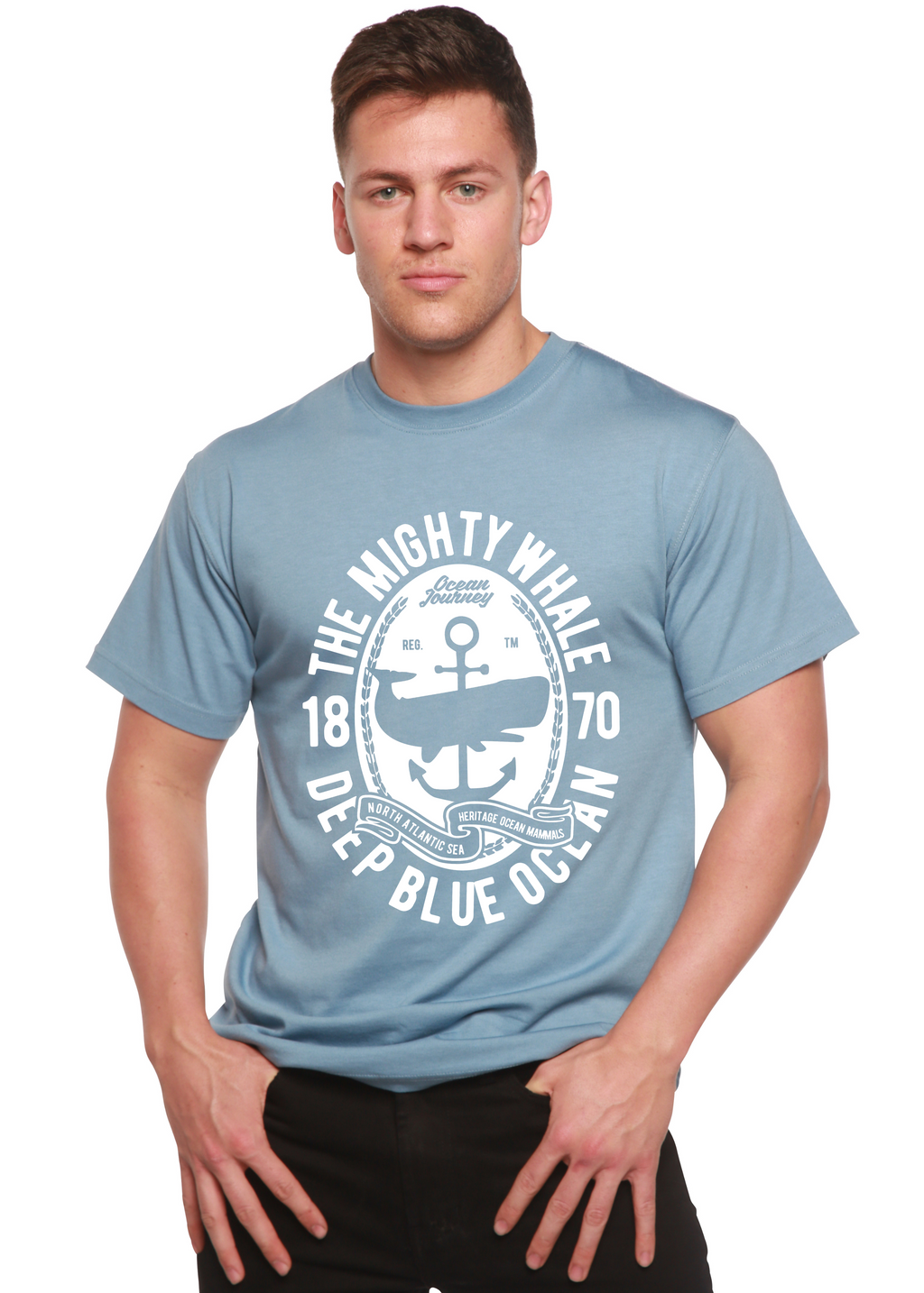 T-shirt à manches courtes Mighty Spun Bamboo® en viscose de bambou/coton biologique pour homme avec motif