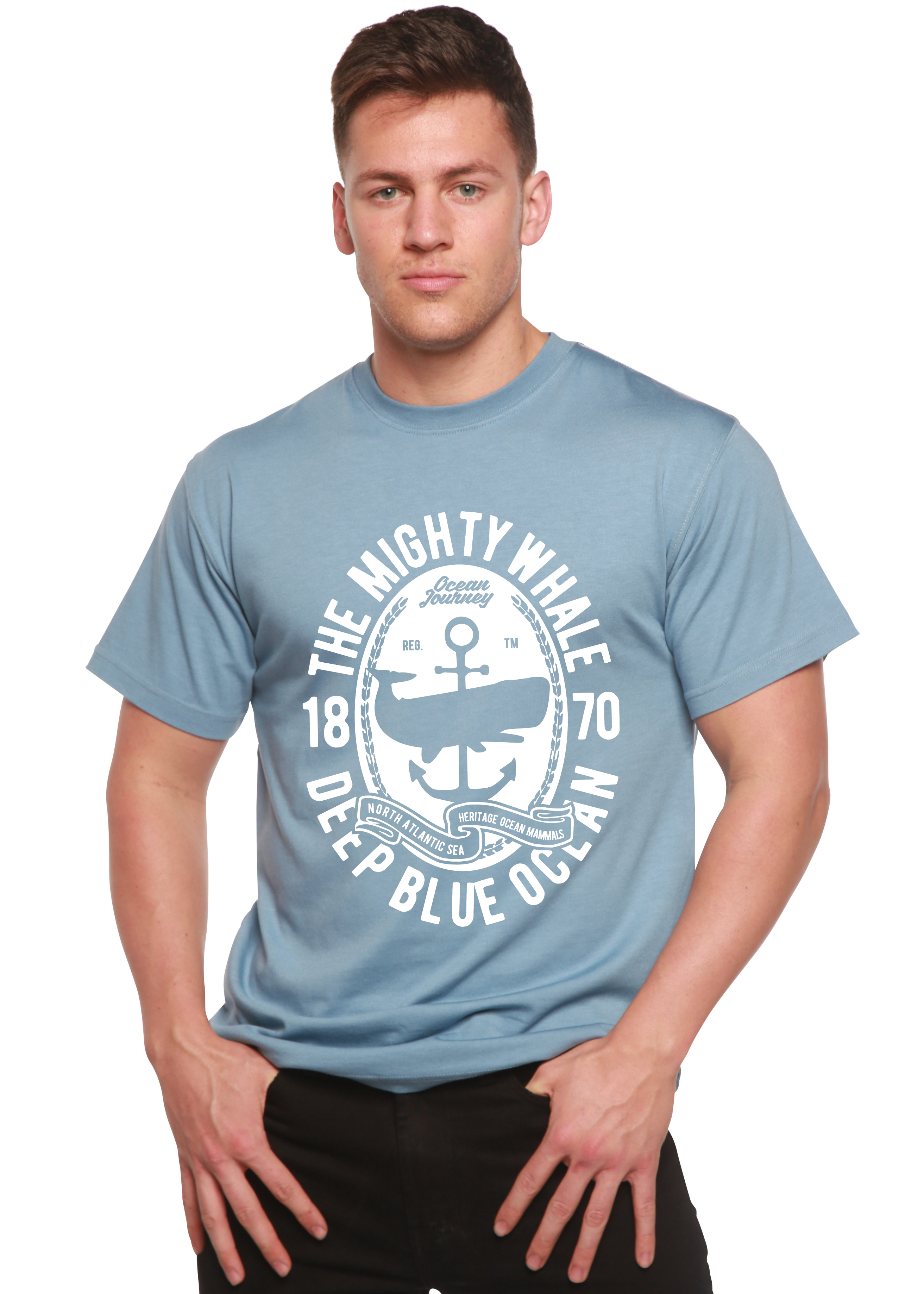 T-shirt à manches courtes Mighty Spun Bamboo® en viscose de bambou/coton biologique pour homme avec motif