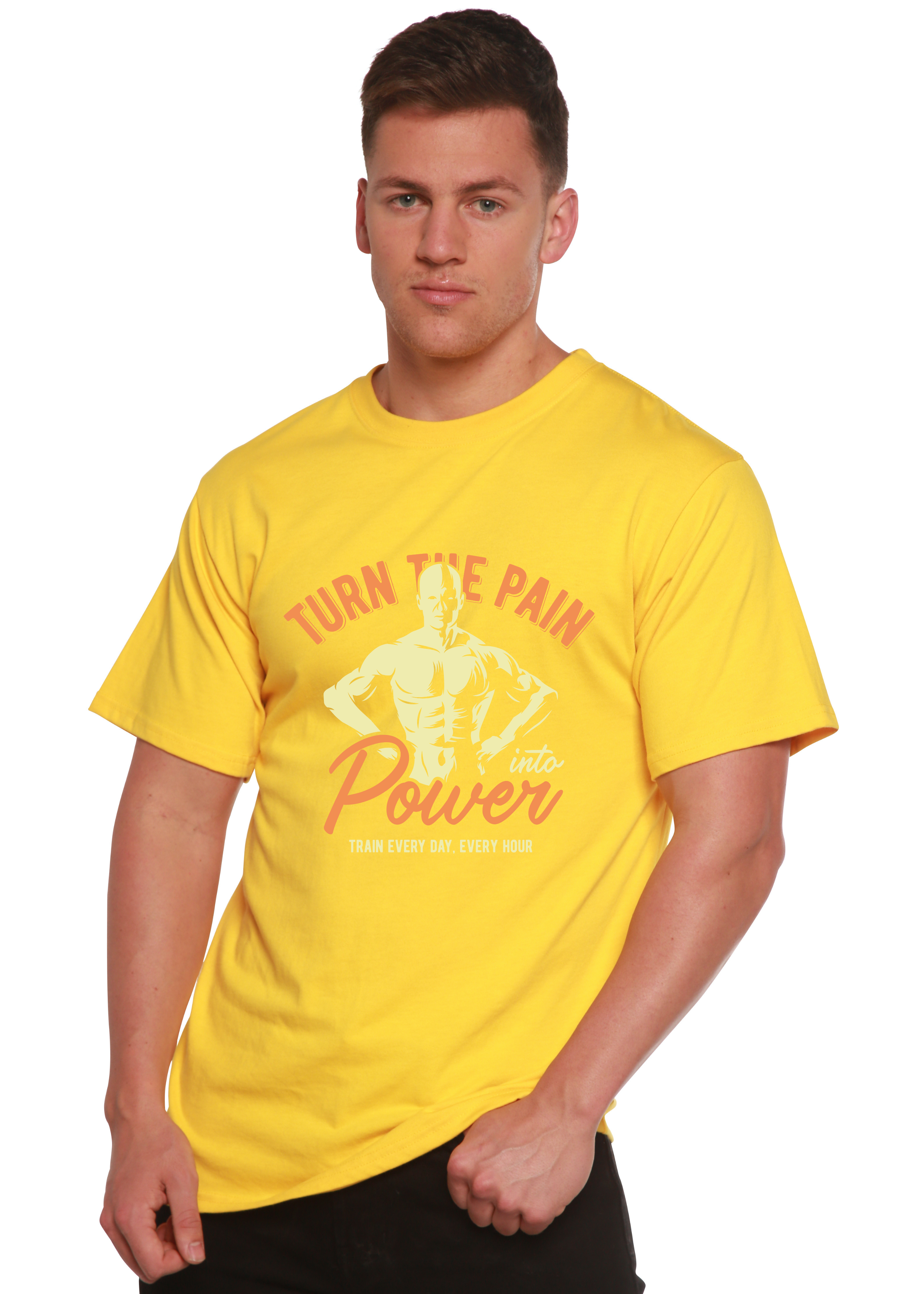 T-Shirt Graphique à Manches Courtes en Viscose de Bambou et Coton Biologique pour Homme "Turn The Pain"