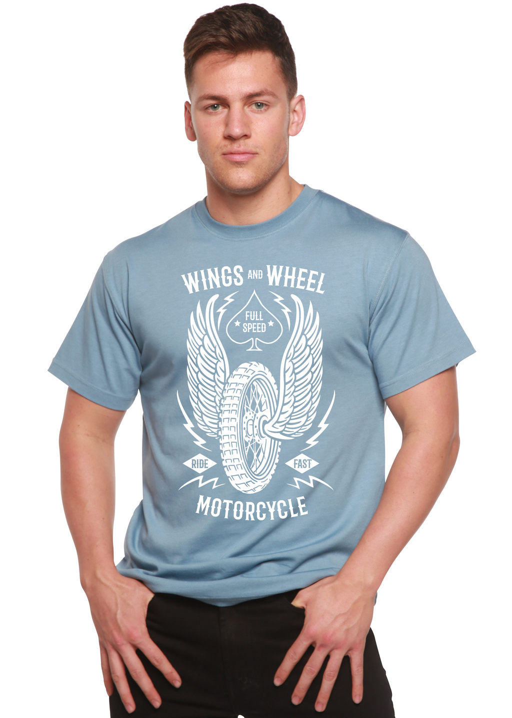 T-shirt à manches courtes en bambou/coton biologique à motif Wings And Wheel Spun Bamboo® pour homme