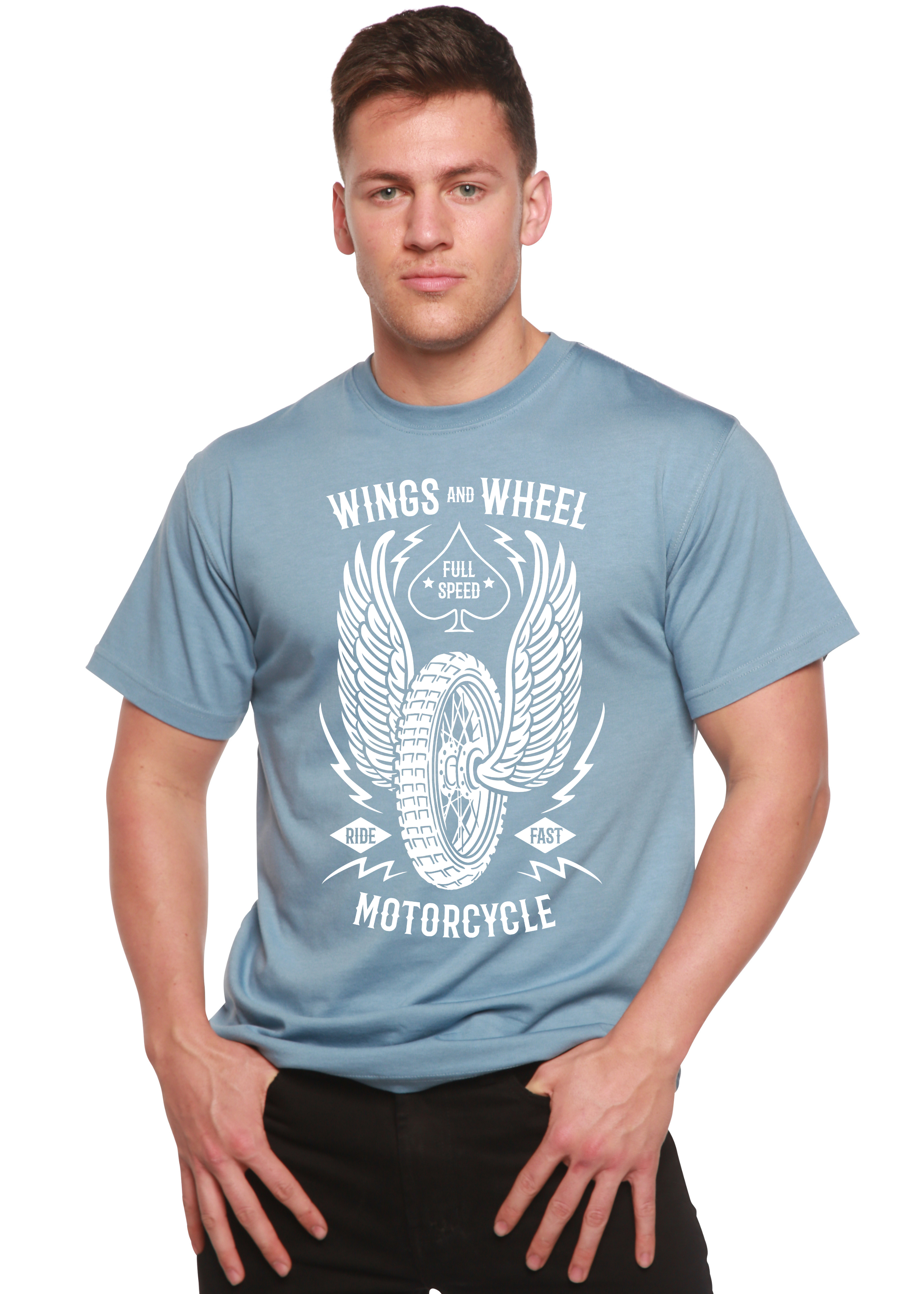 T-shirt à manches courtes en bambou/coton biologique à motif Wings And Wheel Spun Bamboo® pour homme
