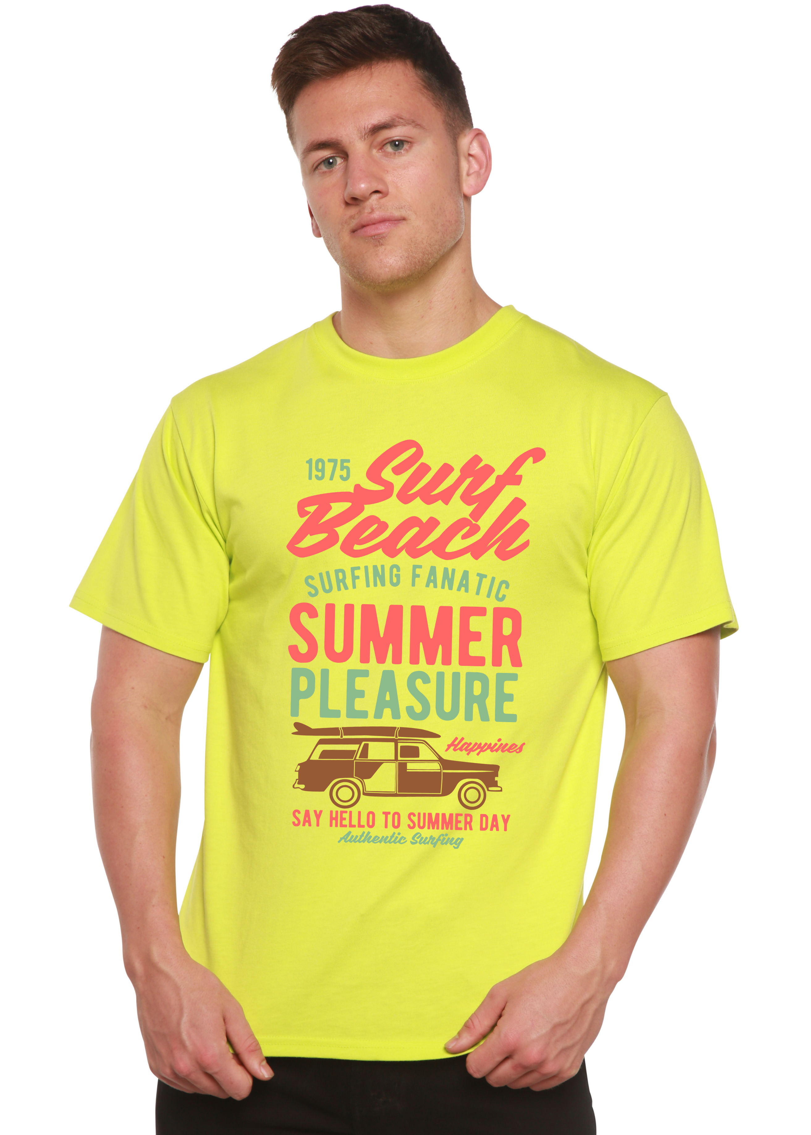 T-shirt graphique à manches courtes en viscose de bambou/coton biologique Surf Beach Spun Bamboo® pour homme