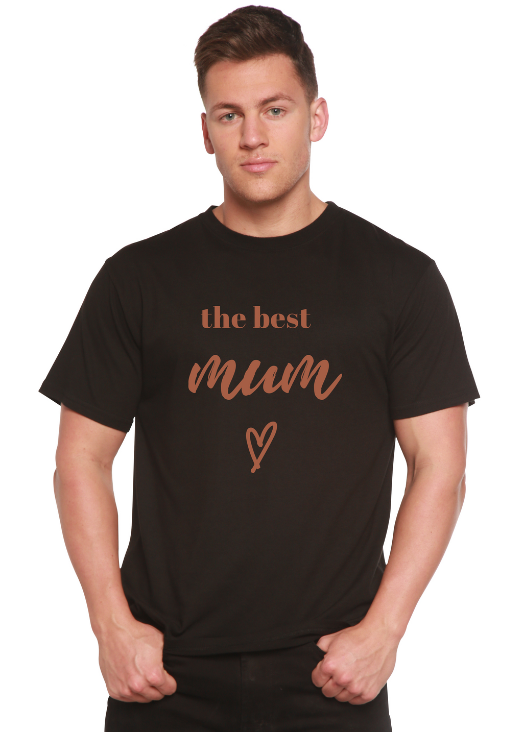 T-shirt unisexe en bambou-viscose/coton biologique à manches courtes avec motif "The Best Mum"