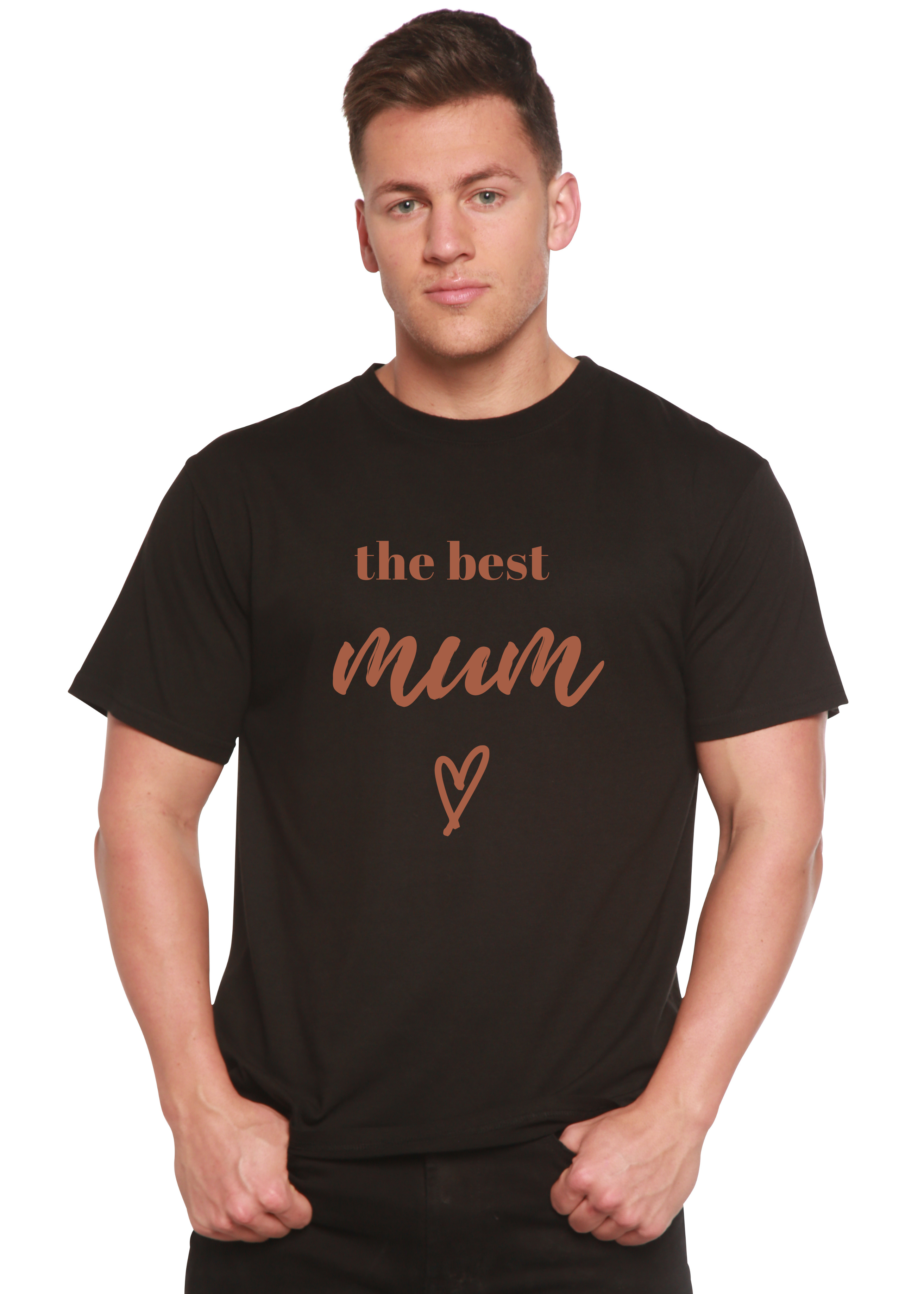 T-shirt unisexe en bambou-viscose/coton biologique à manches courtes avec motif "The Best Mum"