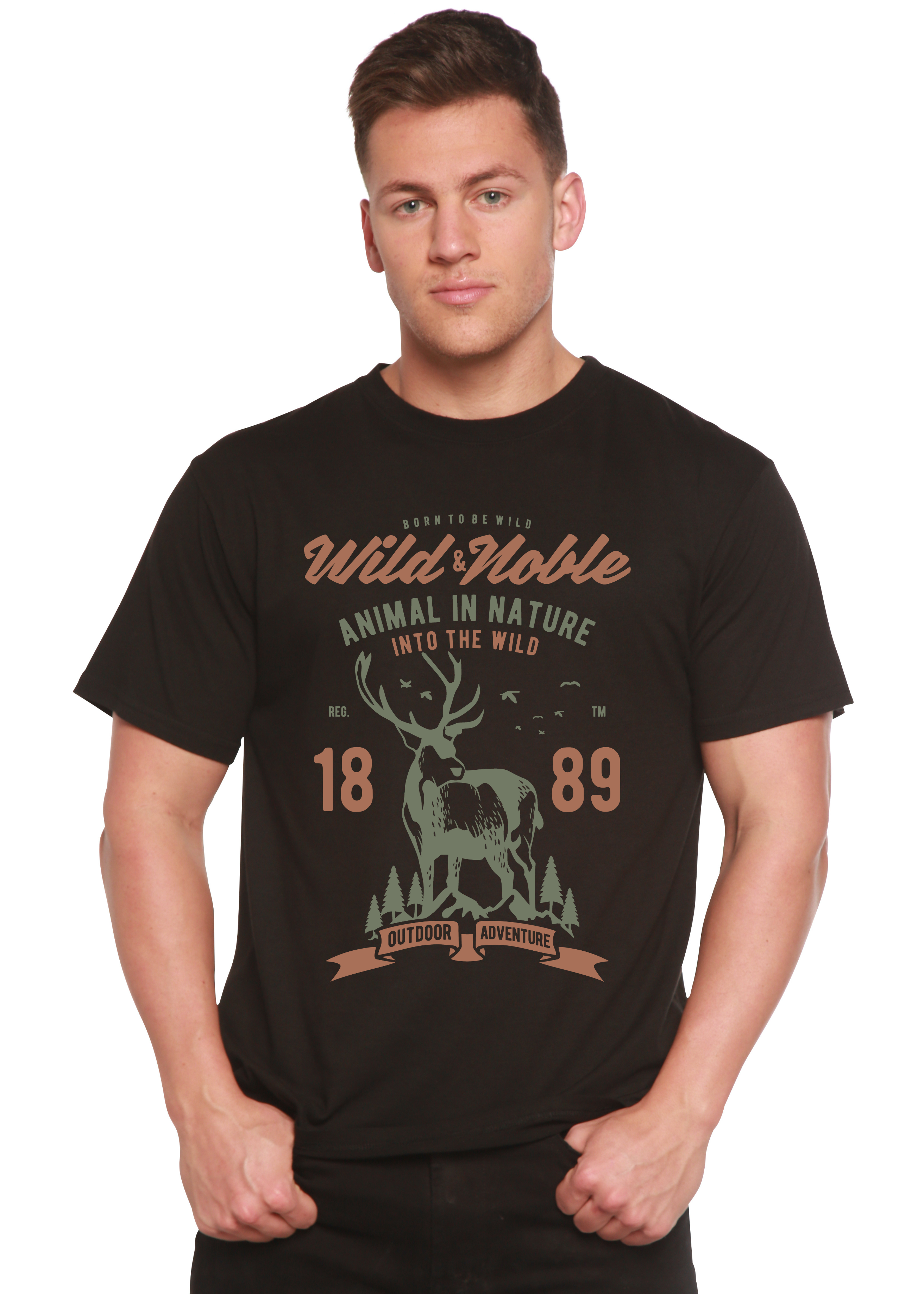 T-shirt graphique à manches courtes en viscose de bambou et coton biologique Wild And Noble Spun Bamboo® pour hommes