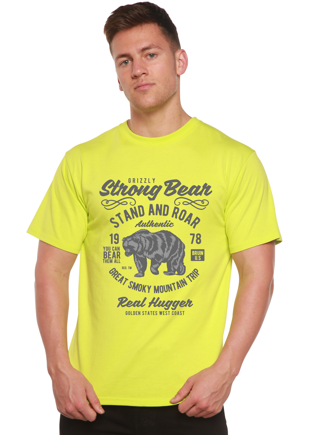 T-shirt graphique Strong Bear en bambou/coton bio à manches courtes pour homme