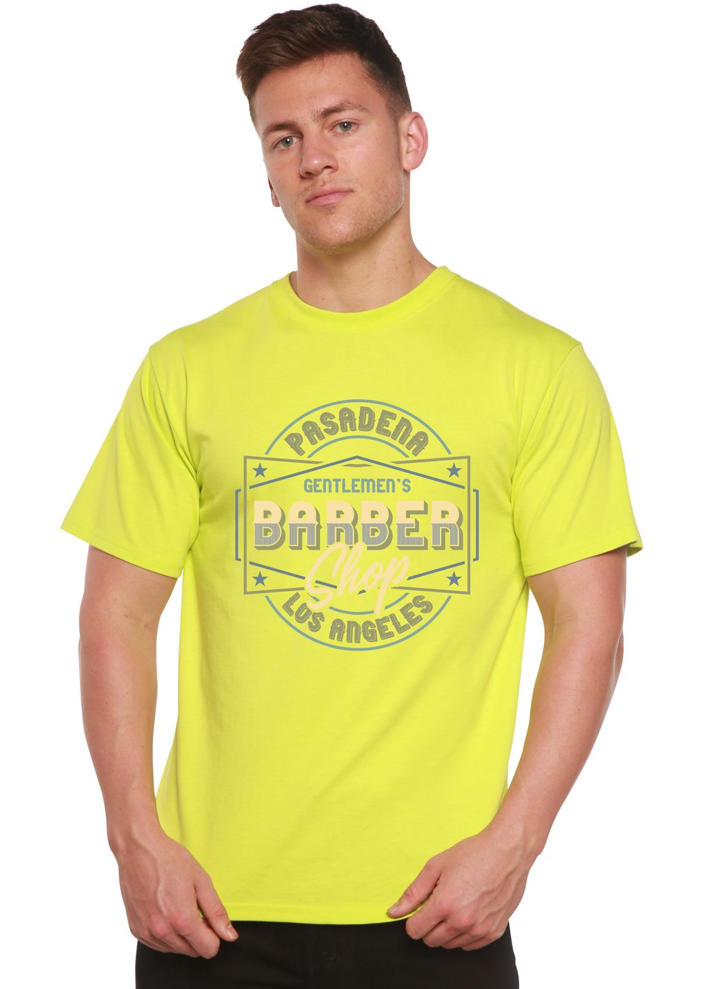 T-shirt graphique à manches courtes en bambou/viscose et coton biologique pour homme - Barbershop