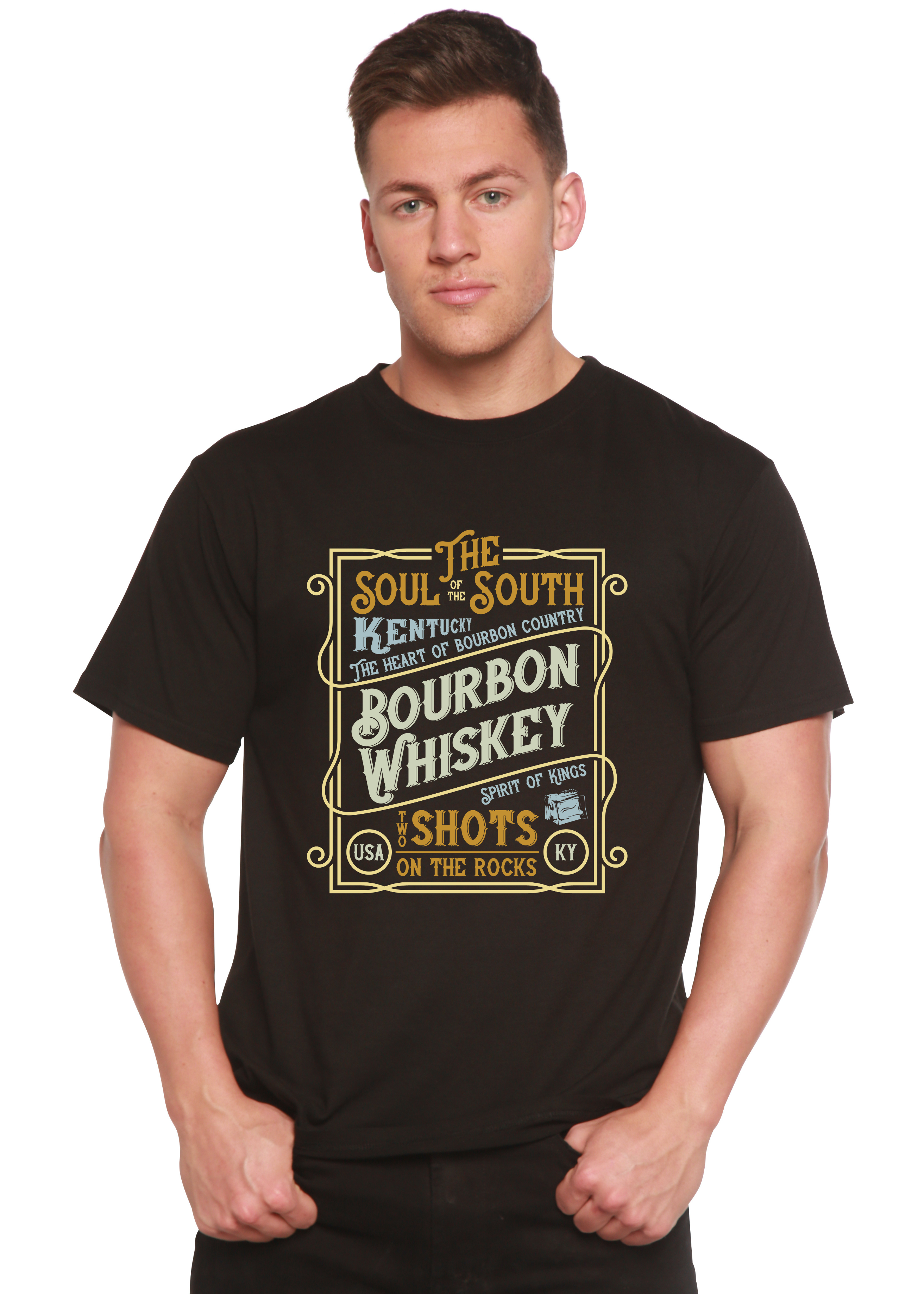 T-shirt graphique à manches courtes en viscose de bambou et coton biologique pour homme - Bourbon Whiskey