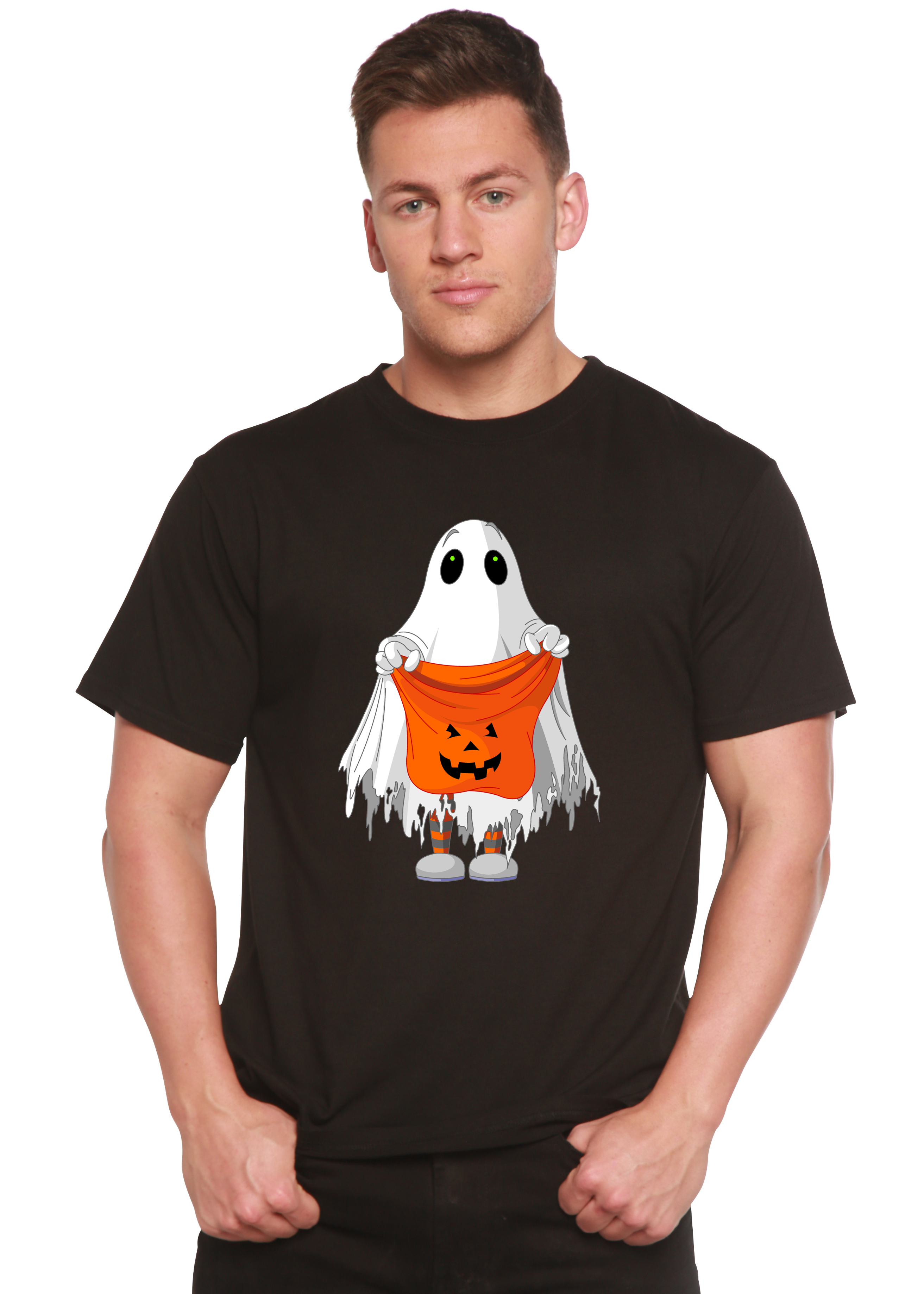 T-shirt graphique à manches courtes en bambou viscose/coton biologique motif Boo Halloween pour homme