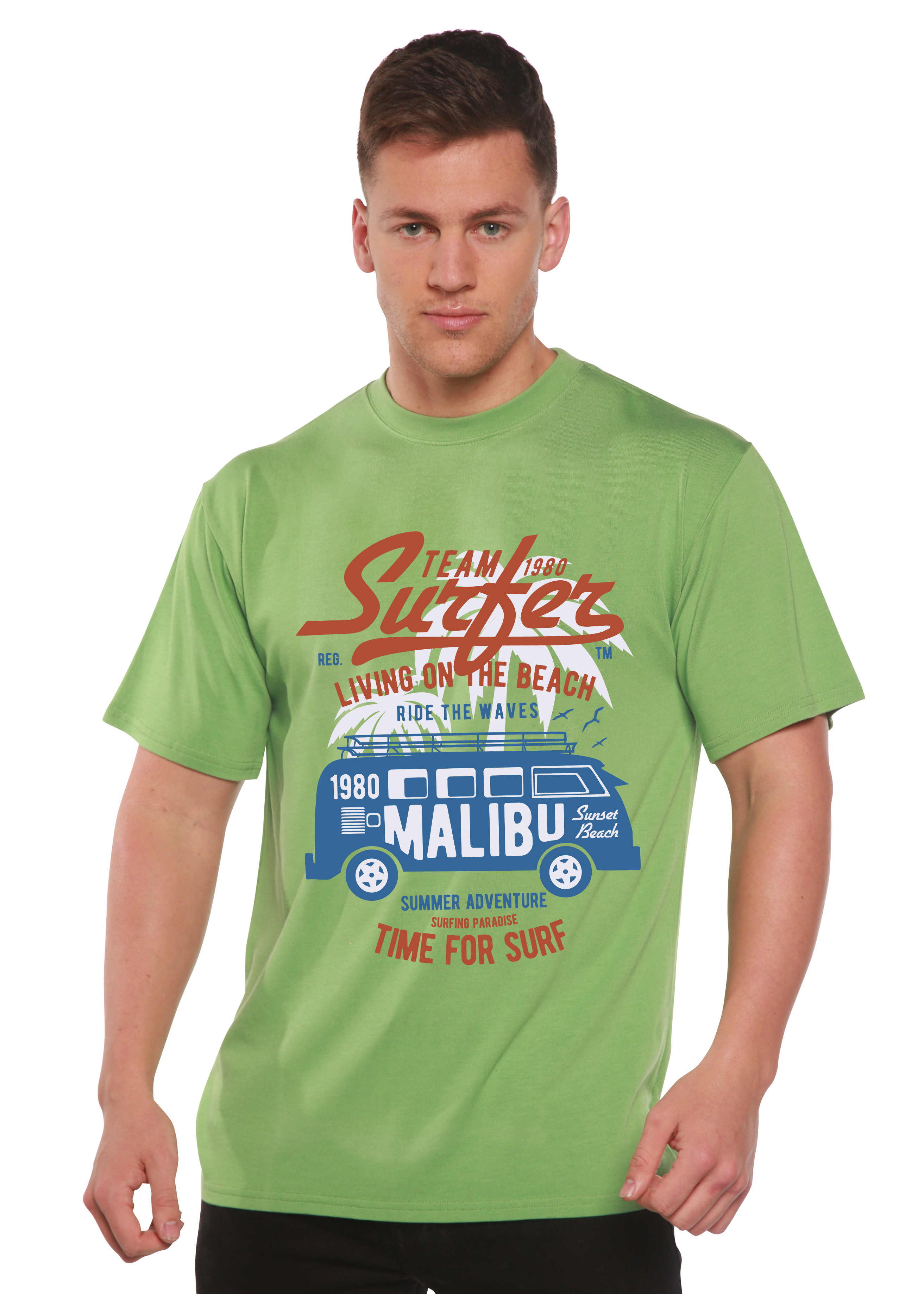 T-shirt graphique Team Surfer en viscose de bambou/coton biologique à manches courtes pour homme