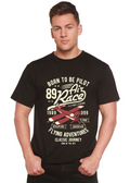 T-shirt graphique à manches courtes pour homme en viscose de bambou/coton biologique motif "Born To Be Pilot"