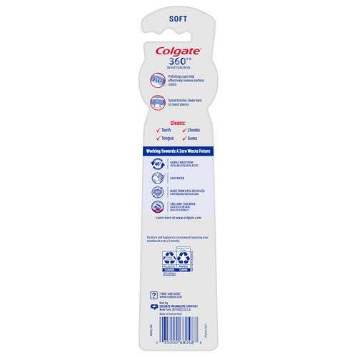 Brosse à Dents Blancheur Colgate 360 Optic White, Souple - 2 Unités