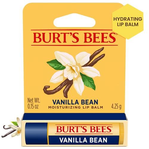 Baume à lèvres Burt's Bees à la vanille, hydratant pour les lèvres avec de la cire d'abeille d'origine responsable, sans teinte, soin des lèvres naturel et revitalisant, 1 tube, 4,25 g.