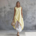Robe sans manches unie coupe ample avec poches plaquées