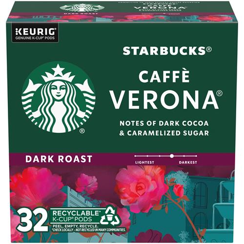 Capsules de café Starbucks K-Cup, café torréfié foncé, Caffè Verona, 100 % Arabica, 32 capsules