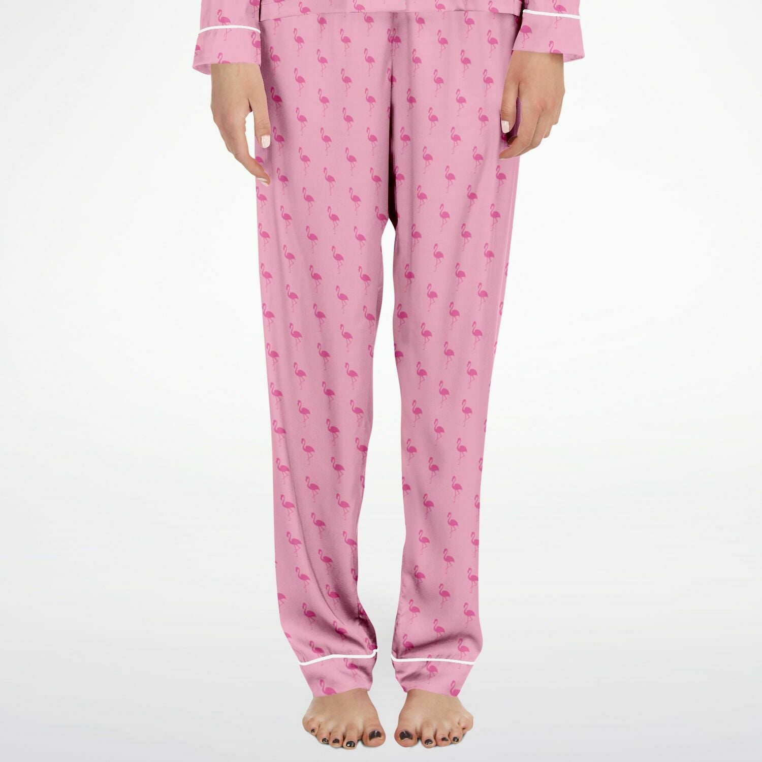 Pyjama en satin simple flamant rose