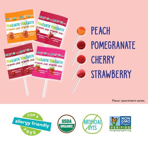 Sucettes bio Yumearth, lot varié, 14 saveurs fruitées préférées, hypoallergéniques, sans gluten, sans OGM, végétaliennes, sans arômes ni colorants artificiels