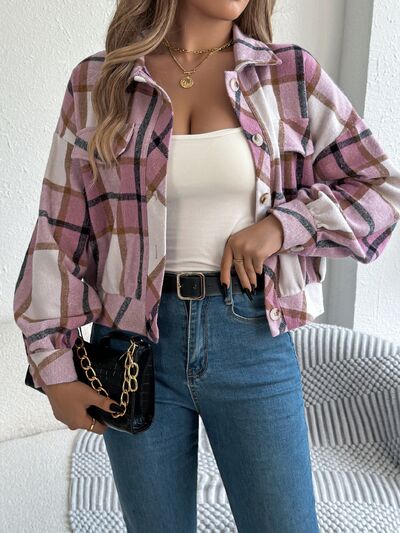 Veste à carreaux boutonnée à manches longues pour femme, confortable, tendance et décontractée, veste simple