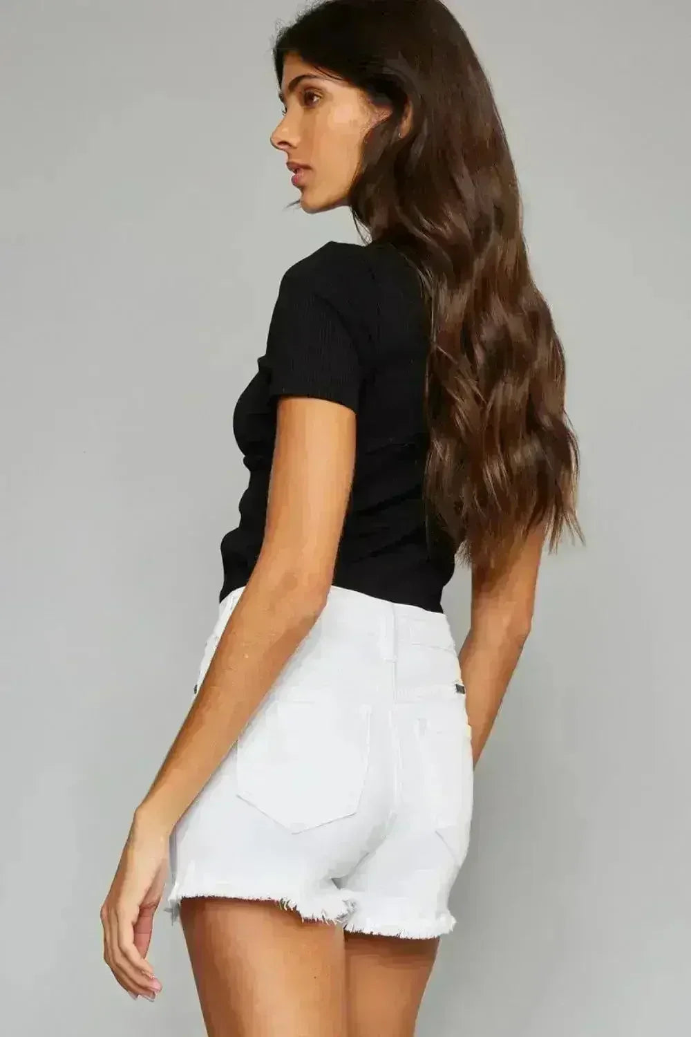 Shorts en jean Kancan taille haute effiloché