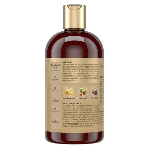 Sheamoisture Shampoo Hydratation Intense Pour Cheveux Secs Et Abîmés Miel De Manuka Et Huile De Mafura Sans Sulfates 384 ml